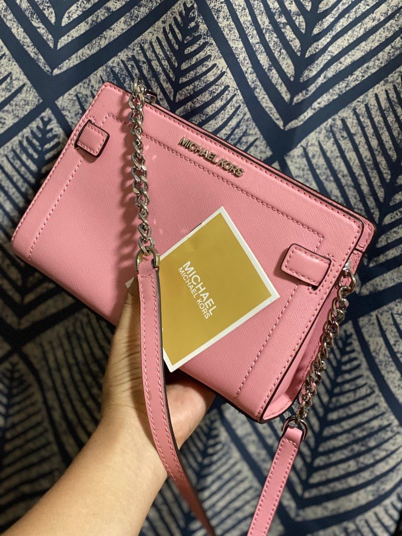 Michael+Kors+Rayne+Small+Leather+Crossbody+in+Carnation+Pink+