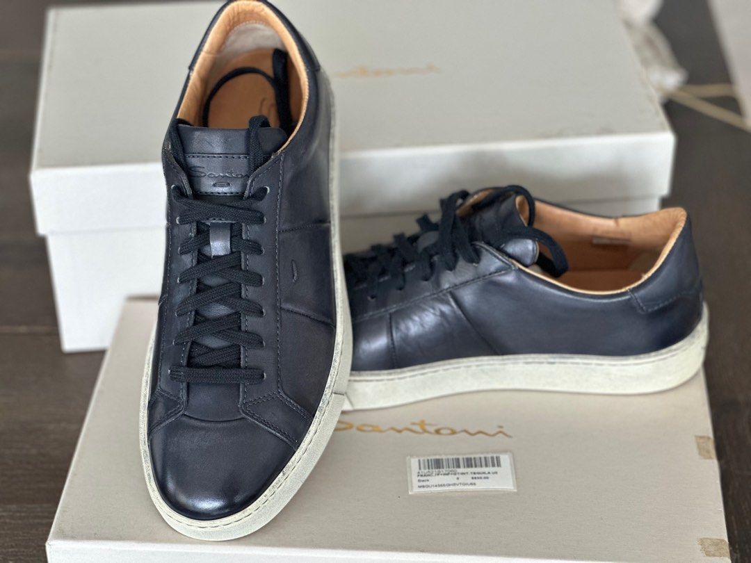 Santoni blue outlet sneakers