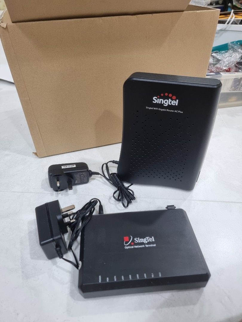 Nucleus connect modem, Linksys EA8100 router, Singtel ONT router and ...