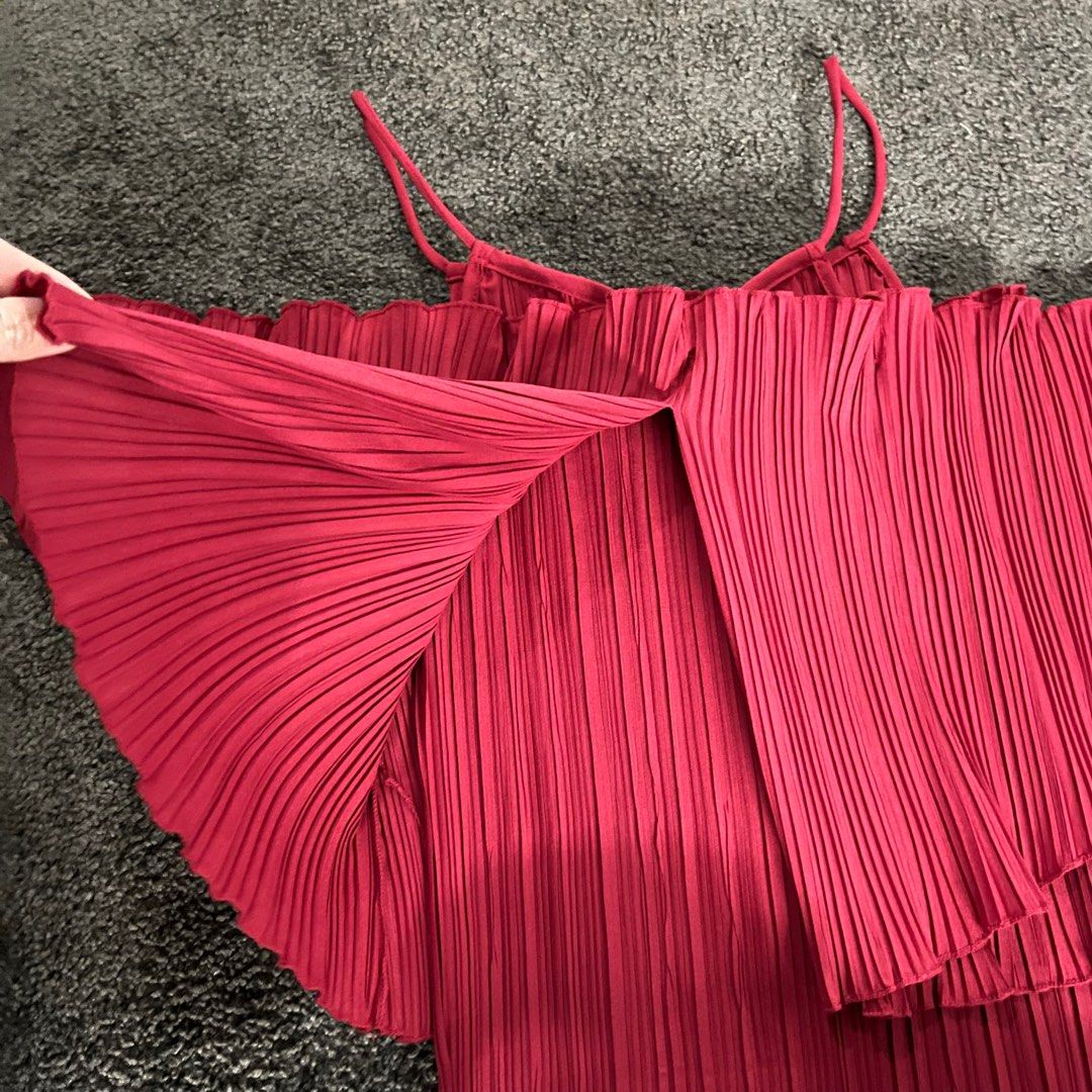 Red pleated on sale mini dress