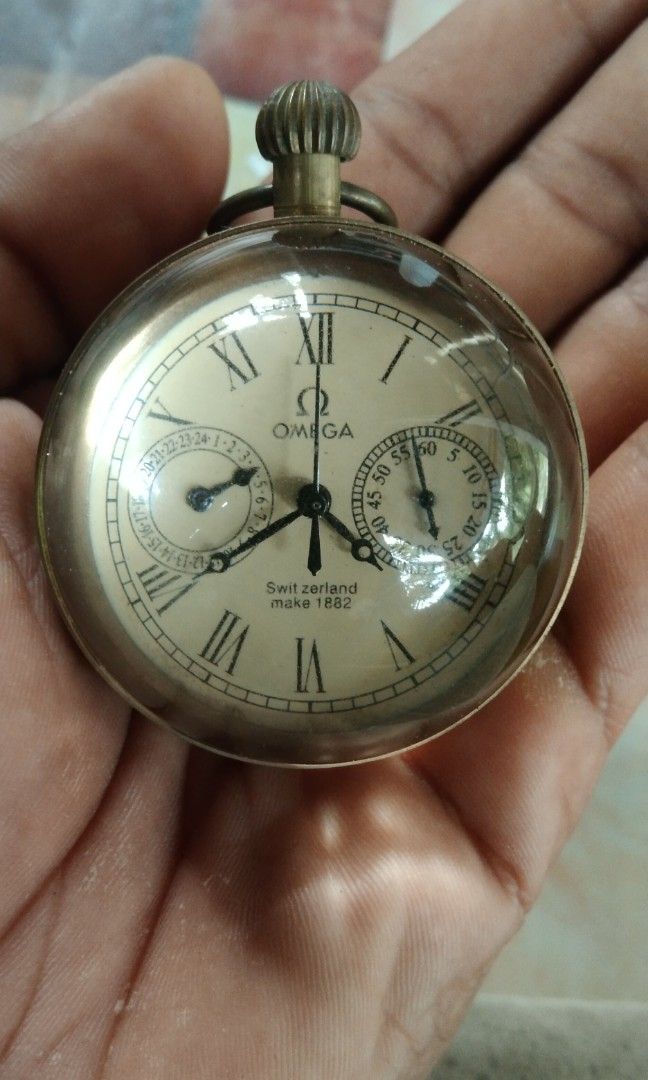 Omega swiss crystal store ball pocket watch 1882
