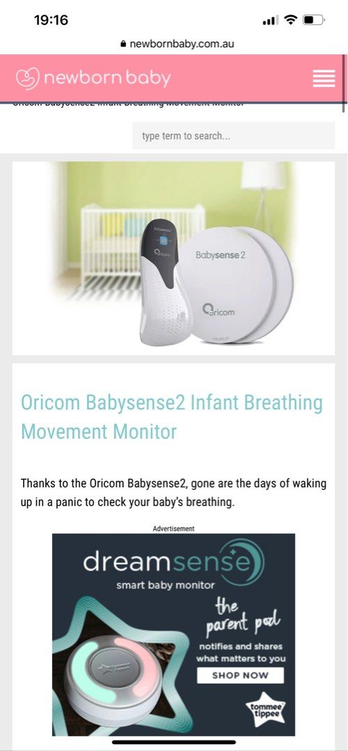 Oricom babysense sale 2 breathing monitor