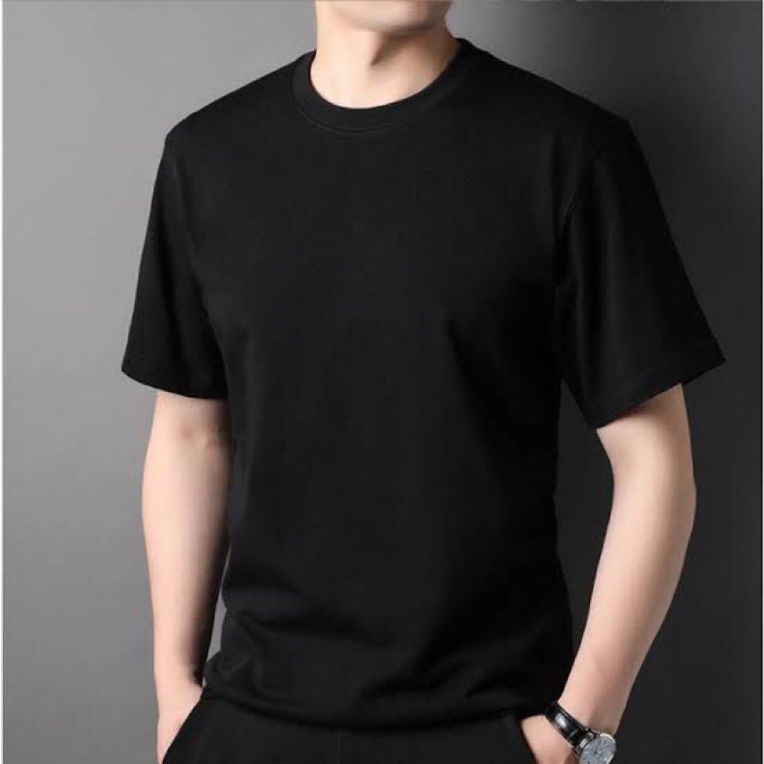 Plain Black T Shirt, Men's Fashion, Tops & Sets, Tshirts & Polo Shirts ...