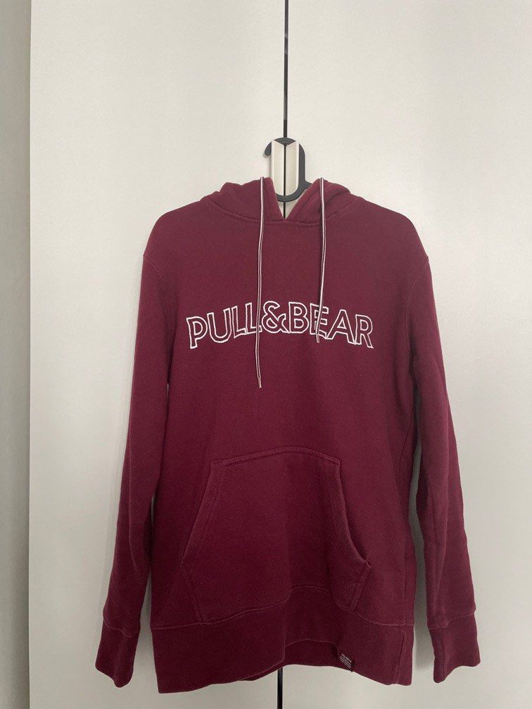 Pull and top bear maroon hoodie