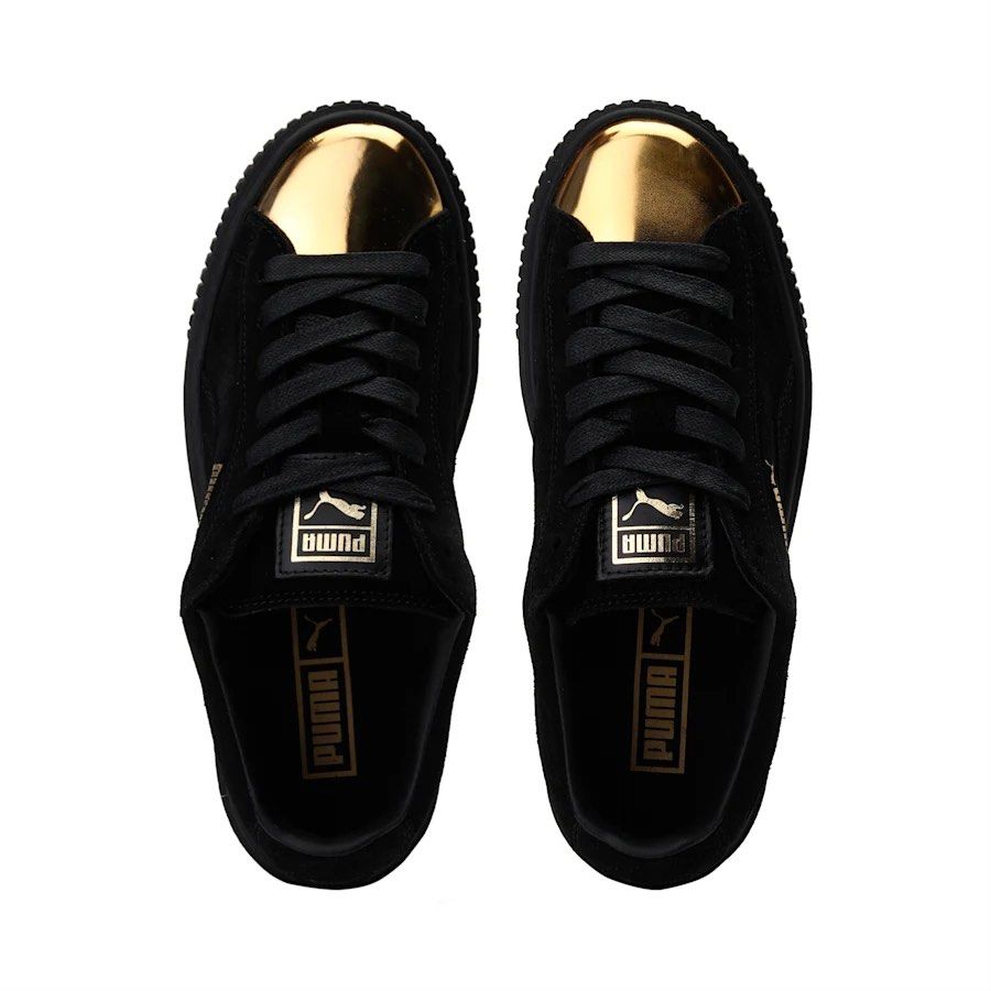 Gold and black puma shoes on sale
