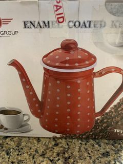 Red polka dot coffee kettle Enamel 