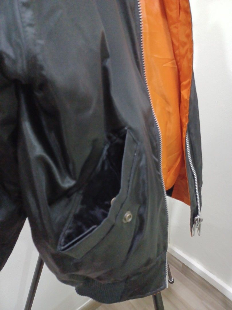 Mens black bomber discount jacket with orange lining