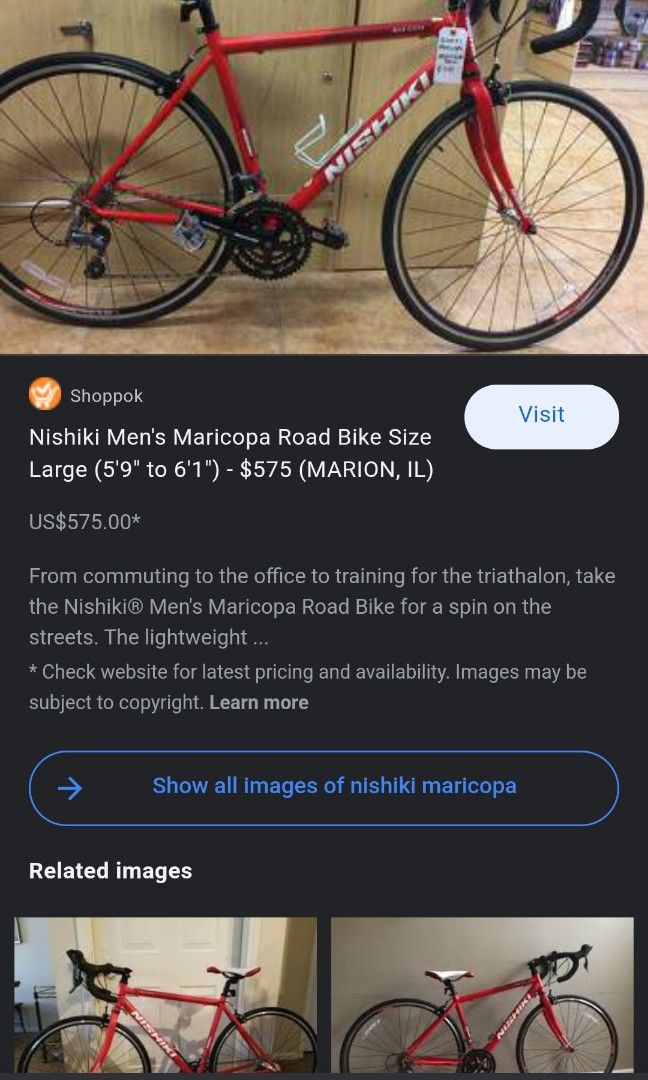 Nishiki bike size chart store