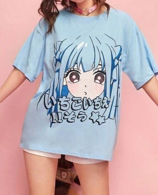 Cute Japanese Anime Print Oversized Short Sleeve Shirt | Anime inspired  outfits, Aesthetic shirts, Anime shirt