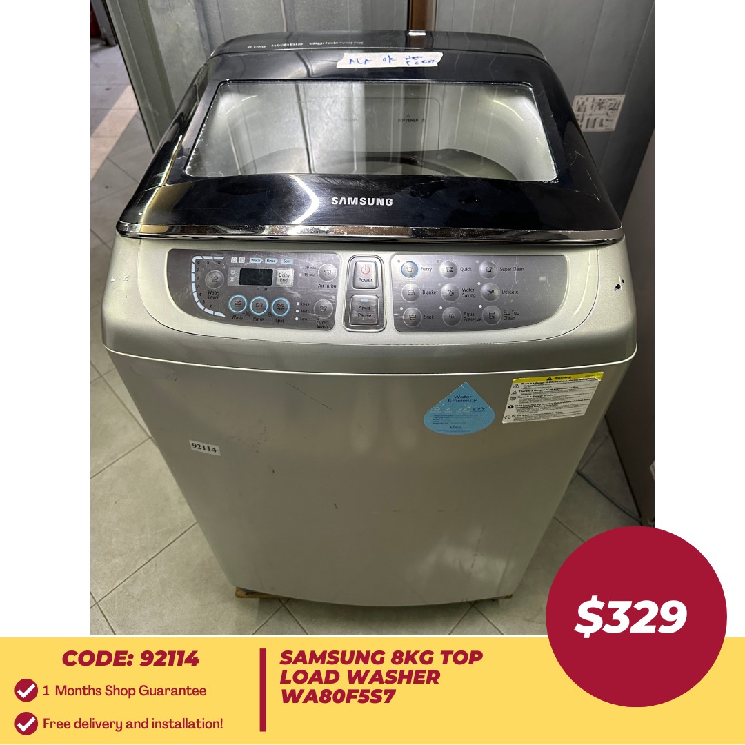 SAMSUNG 8kg Top Load Washer WA80F5S7 (92114), TV & Home Appliances, Washing Machines and Dryers
