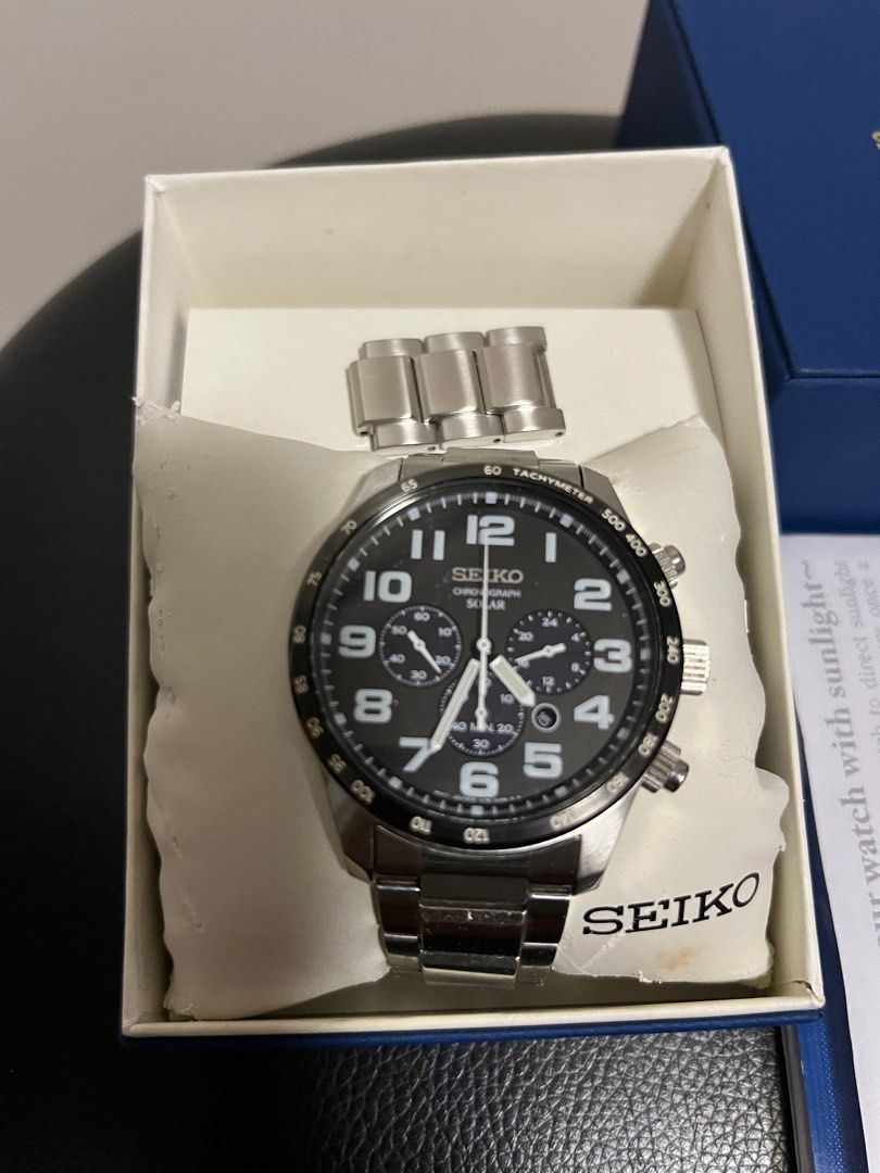 Seiko Sport Solar SSC229 V175-0CG0 Chronograph Stainless Steel, Luxury,  Watches on Carousell