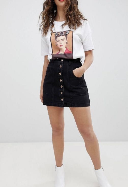 Black denim skirt top xxs