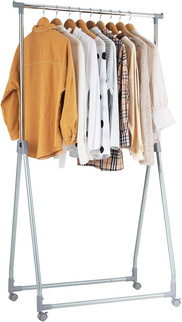 Tangkula Extendable Garment Rack, Heavy Duty Foldable Clothes Rack with ...