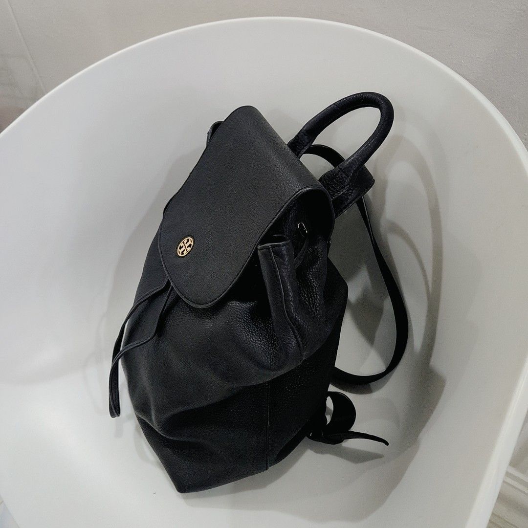 Tory Burch Brody Backpack Black Pebble Leather Bag, Women's Fashion ...