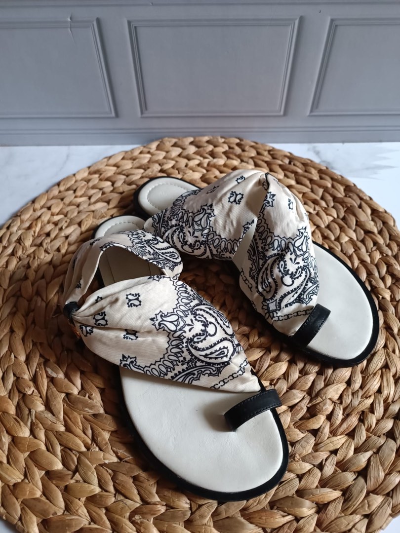 Tory Burch Selby Scarf Sandal Fesyen Wanita Sepatu Di Carousell
