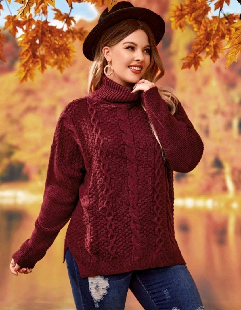 Red knit turtleneck sweater new arrivals