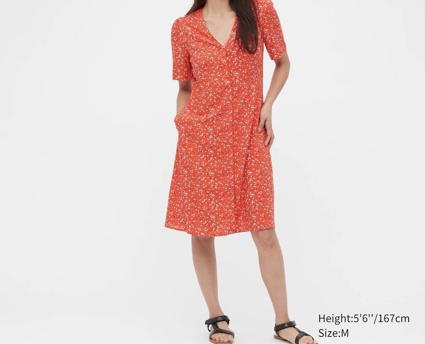 Uniqlo floral dress orange Women s Fashion Dresses Sets