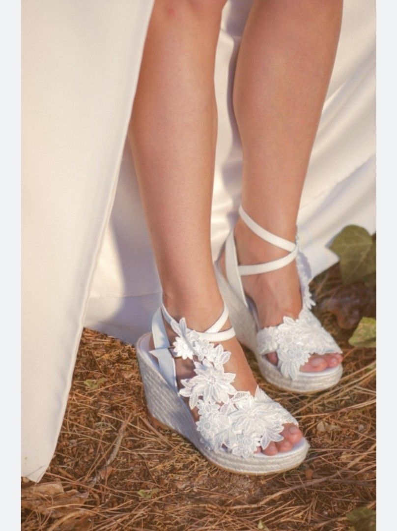 White wedding deals wedge heels