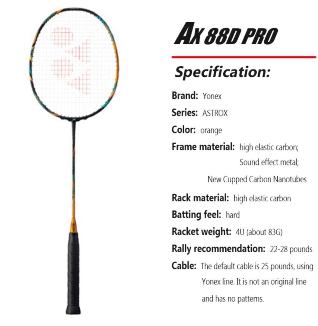Yonex astrox 88d pro badminton racket, Sports Equipment, Sports & Games ...