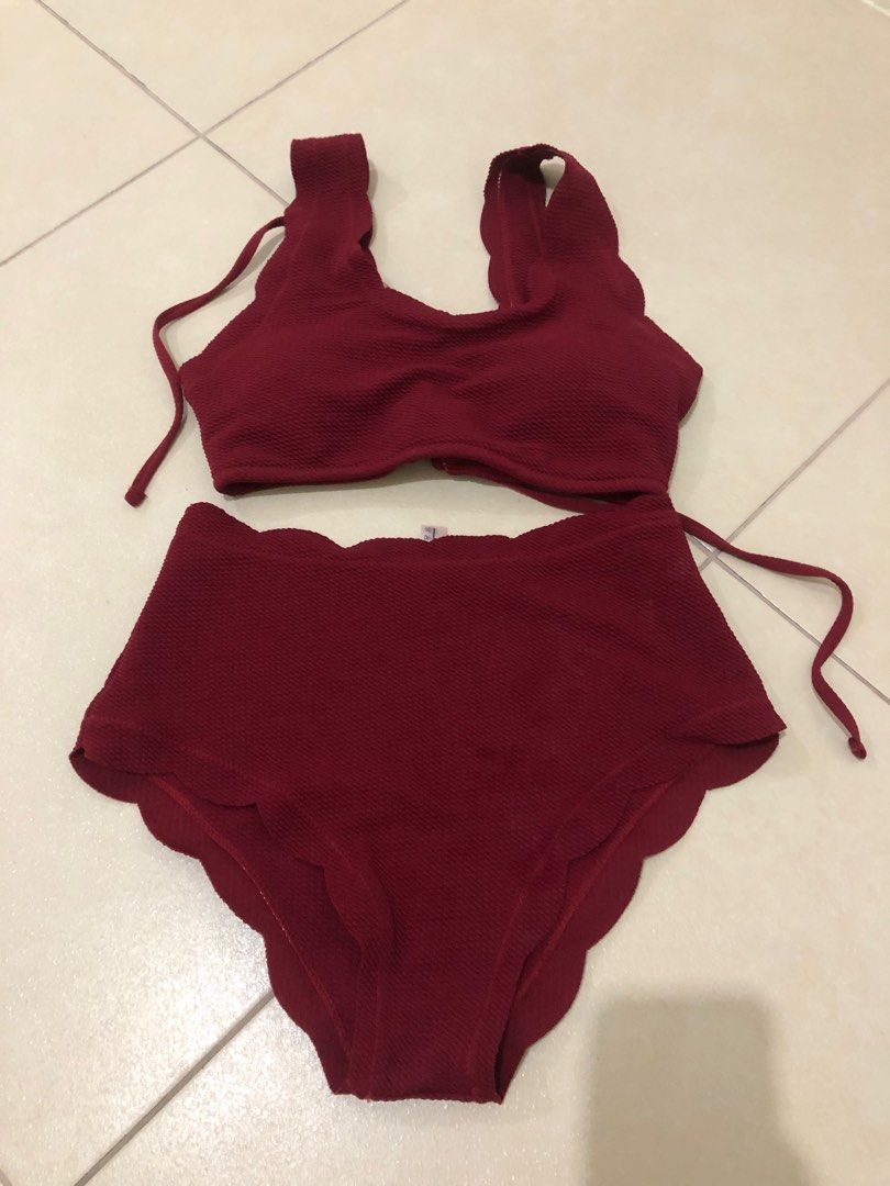 ZAFUL Scallop Highwaist Bikini Swimsuit Women s Fashion Swimwear
