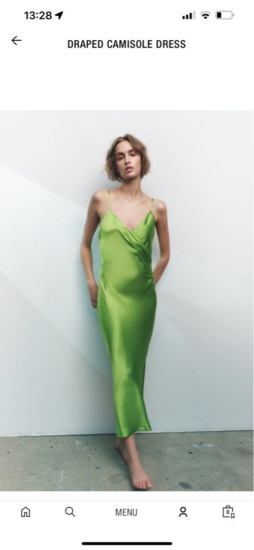 Silk Satin Asymmetrical Green Zara