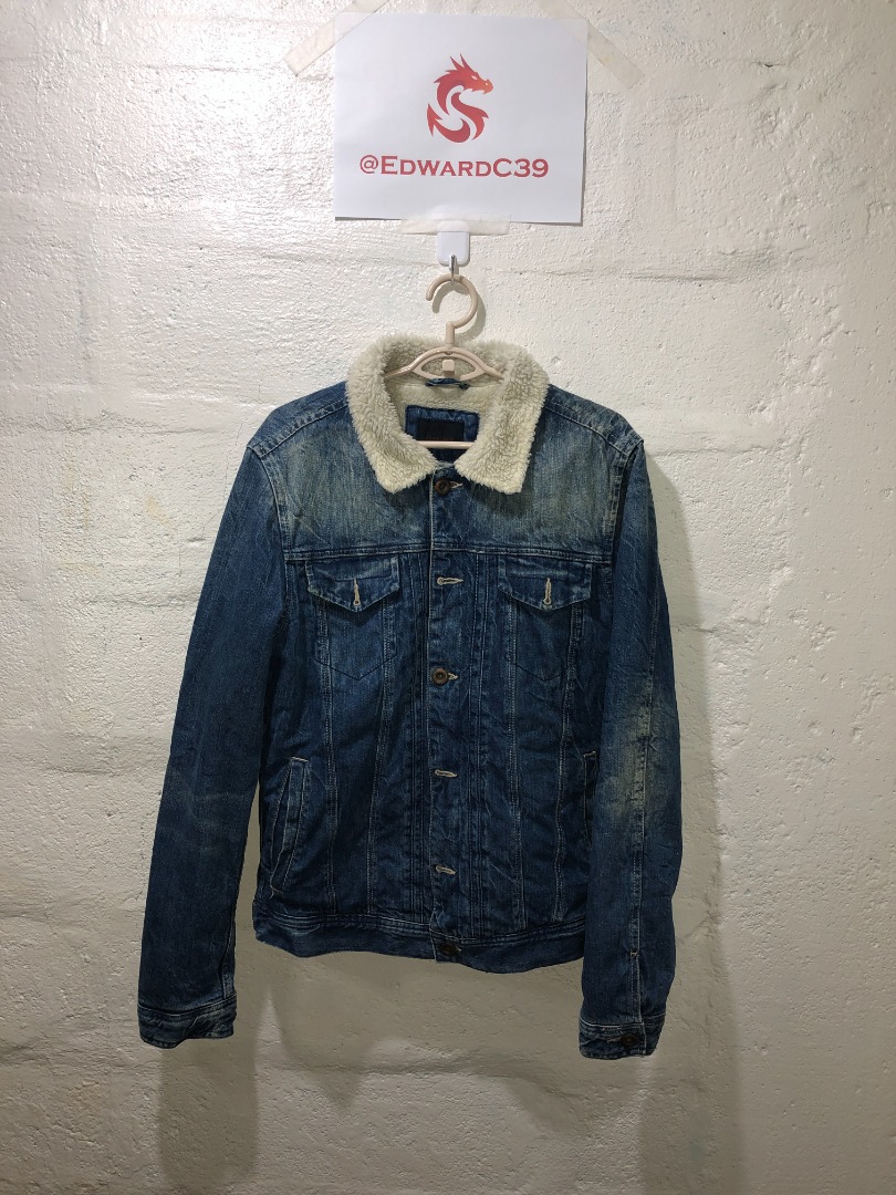 Zara man denim jacket Sherpa Excellent condition, Men's Fashion, Coats