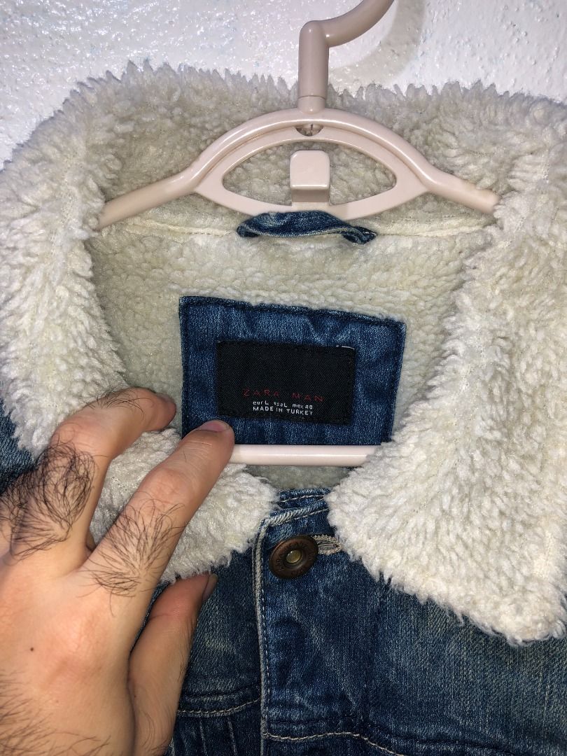 Zara man denim jacket Sherpa Excellent condition, Men's Fashion, Coats
