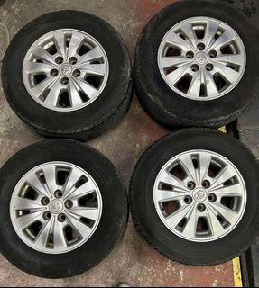 15” Innova stock mags 2spoke silver mags 5Holes pcd 114 w/205-65-r15 Arivo and goodyear