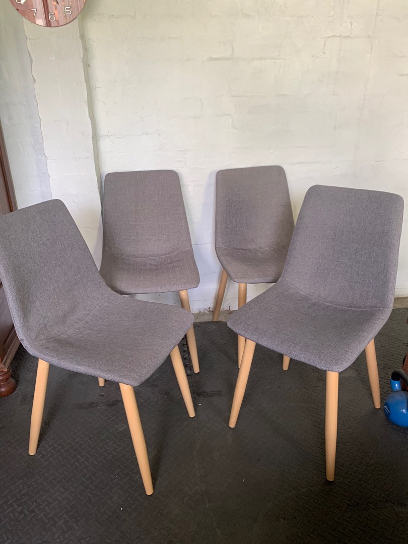 4 x Grey dining chairs (Kmart), Home & Furniture, Furniture on Carousell