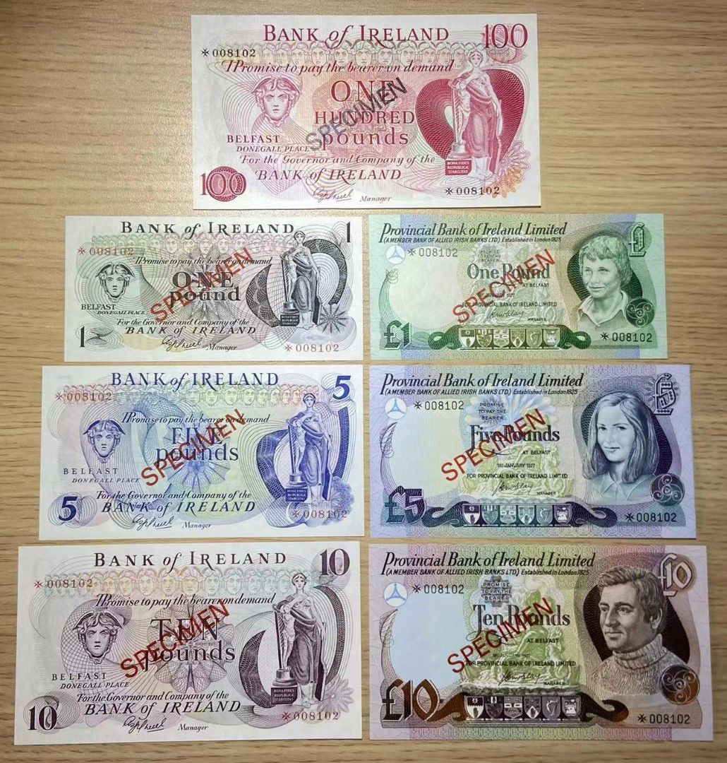 全同8102樣鈔北愛爾蘭7張/枚大全套紙幣連出世紙全新UNC 部份有微黃(詳細圖片請看單項拍賣), 興趣及遊戲, 收藏品及紀念品, 錢幣-  Carousell
