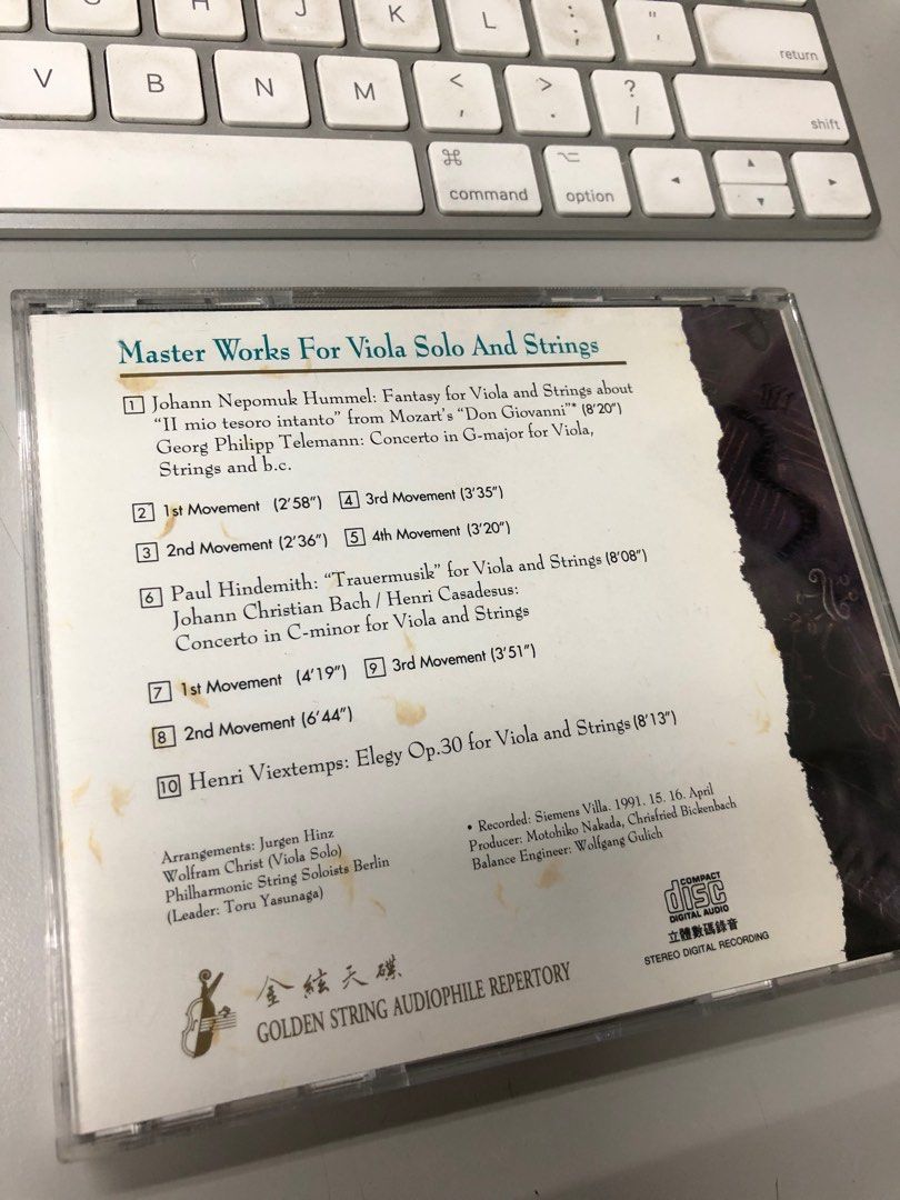 金絃天碟Masterworks for Viola solo and strings 24kt gold CD 金碟