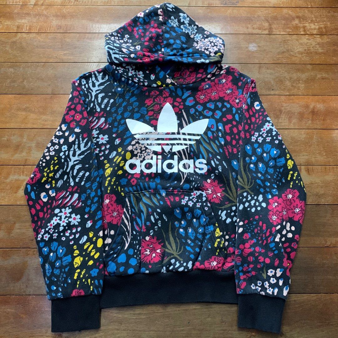 Women's adidas trefoil allover floral hoodie outlet
