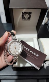 Anne Klein Silver Watch with Diamonds