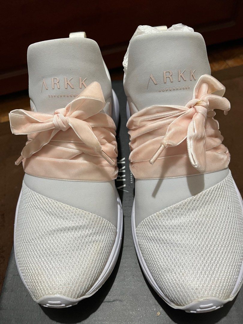 ARKK Copenhagen Raven Mesh (Category: Sneakers) located in Manila. Submitted by personals (Listing ID 1209903662, Image 2). Description: ARKK Copenhagen in Raven Mesh white Soft Rose. This is Authentic!!! Bought this from Zeus online store for Php 5495. Size: womens U.S 6, 23CM Didnt use this that much. Sole is intact with NO drag marks. Still comes with box. It just needs cleaning. .