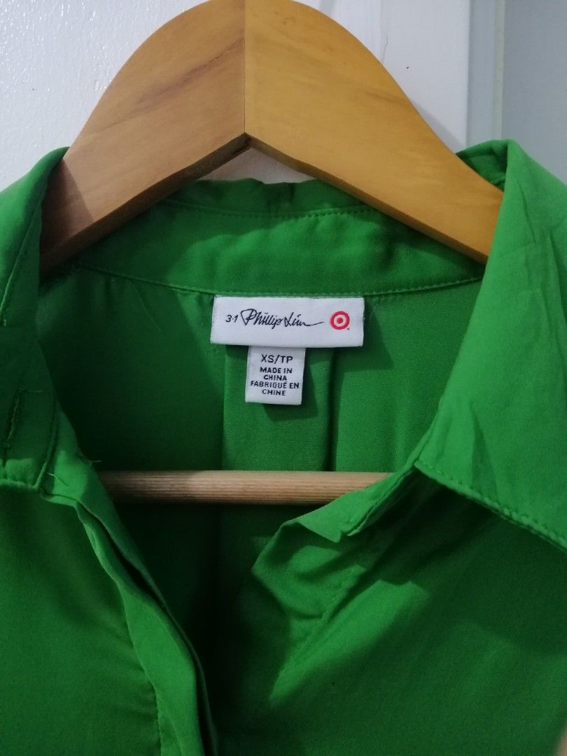 Authentic 3.1 Phillip Lim (Category: Luxury Apparel) located in Malolos. Submitted by sofideclutters (Listing ID 1209888612, Image 2). Description: 3.1 Authentic Philip Lim longsleeves green top, 20K+ price range Like new condition Cotton Super selling low Fita s-semilarge Searchable sya.