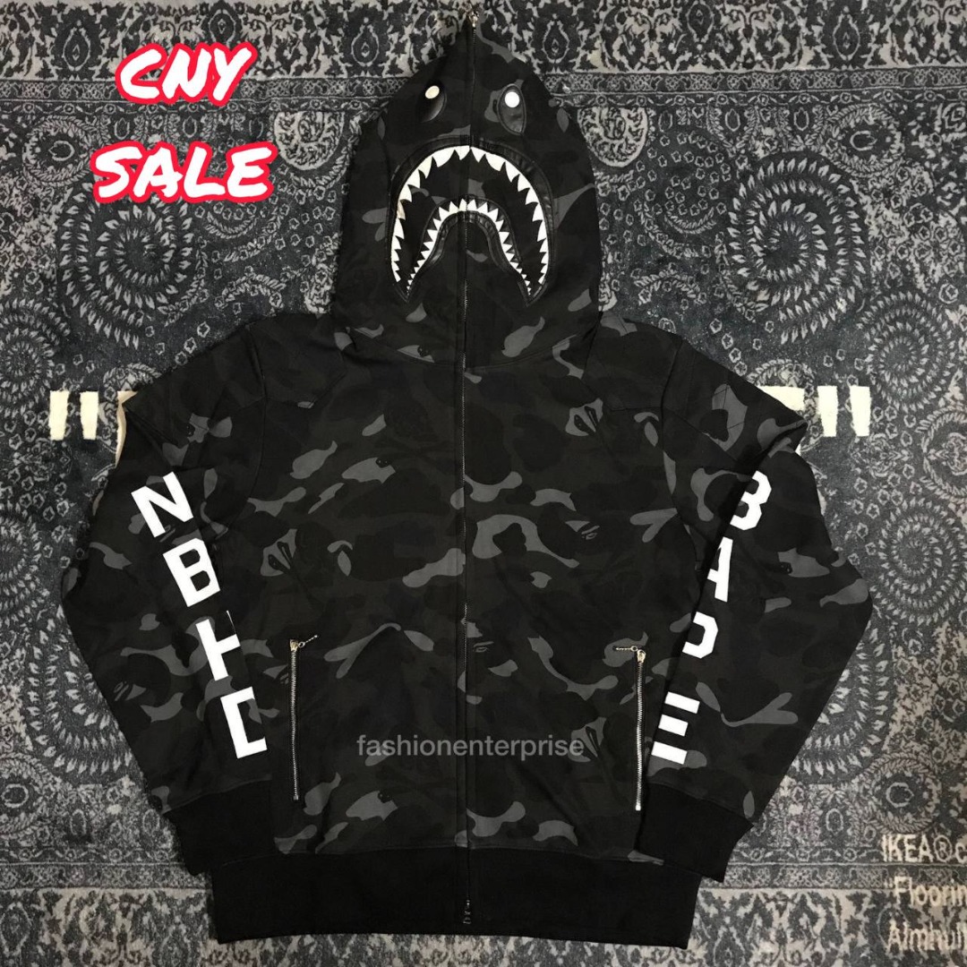 Bape x Neighborhood NBHD Camo Shark Hoodie Men s Fashion