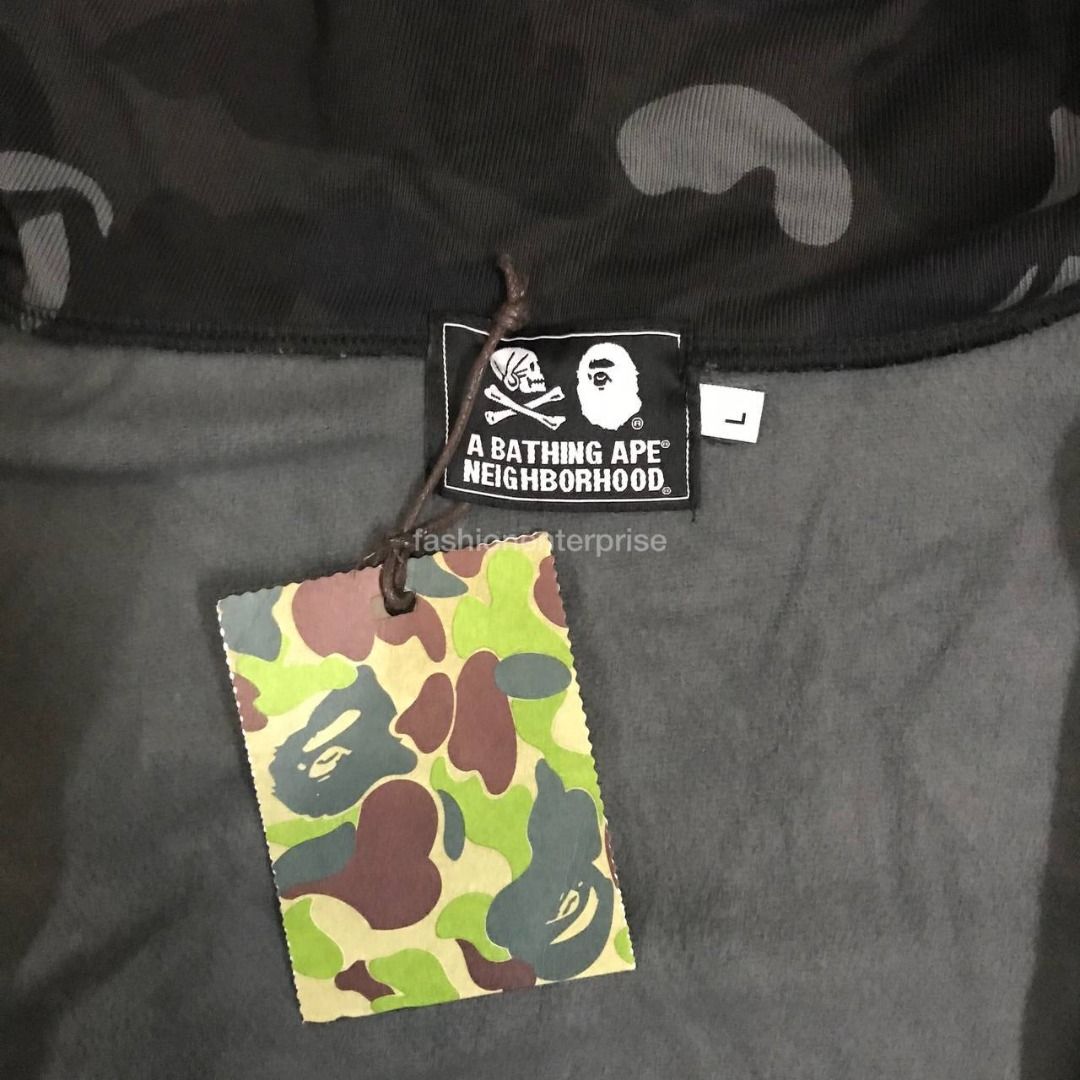 Bape x Neighborhood NBHD Camo Shark Hoodie, Men's Fashion, Tops & Sets, Hoodies on Carousell