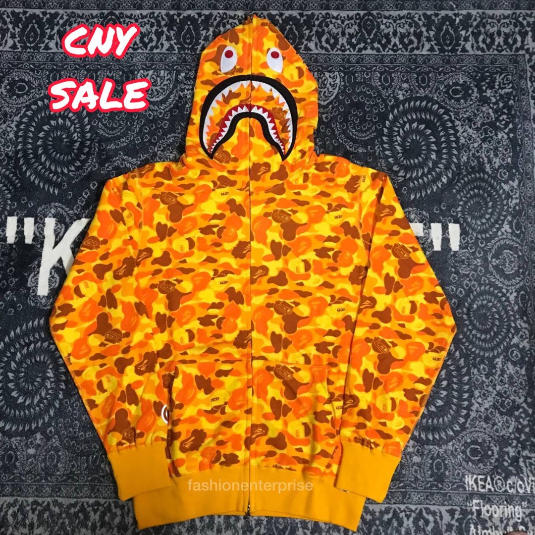 BAPE x PUBG Shark Full Zip Hoodie Orange