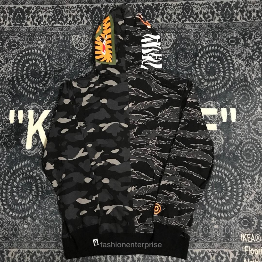 Bape half tiger half shark hoodie store