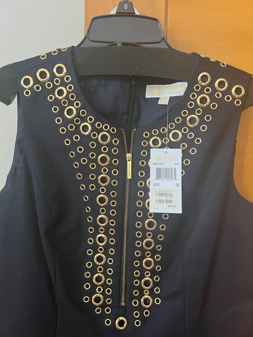 Michael kors navy dress with gold studs deals