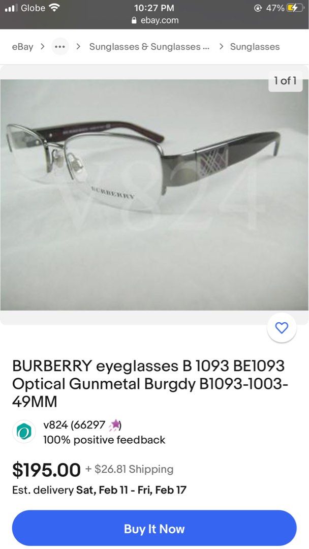 Burberry luxuary eyeglasses Women, Women's Fashion, Watches & Accessories,  Sunglasses & Eyewear on Carousell