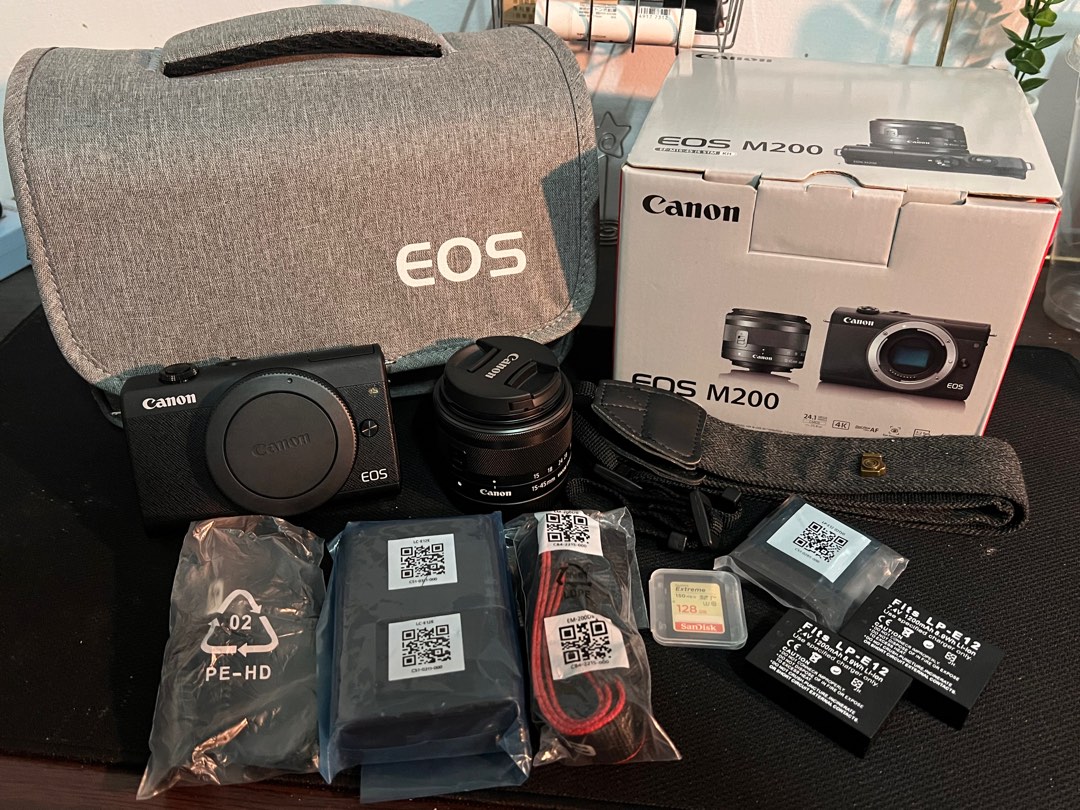 Canon eos m200（二手）保內ef-m15-45mm is stm kit 套機組, 相機攝影