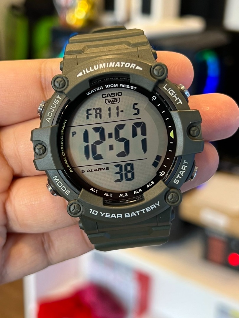 CASIO Illuminator Digital Dark Green Rubber Men's Watch AE1500WHX3A