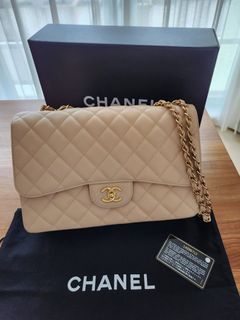 Chanel Classic Medium Double Flap in Beige Clair Caviar Leather , Luxury,  Bags & Wallets on Carousell