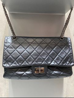 Chanel Metallic Gun Metal Quilted Leather Reissue 2.55 Camera Bag Chanel