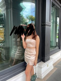 TSS Satin set Champagne Gold Top & Skort