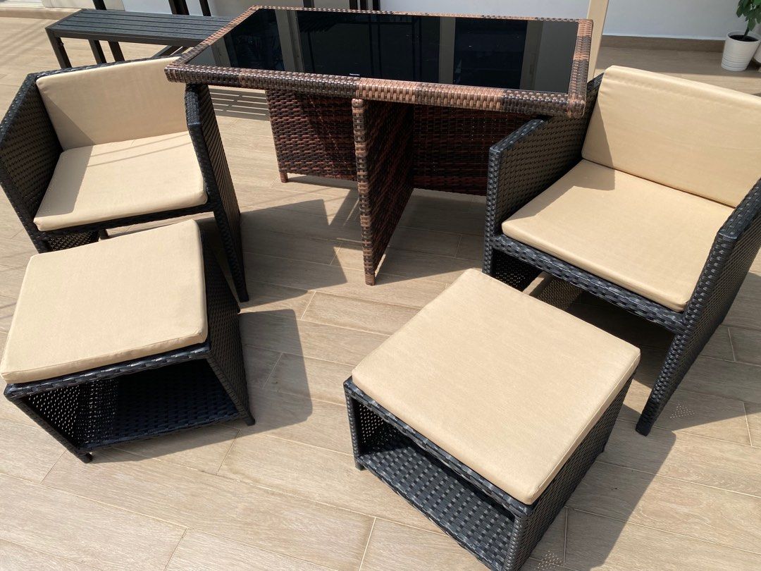 Compact outdoor dining table set (4 seater), Furniture & Home Living