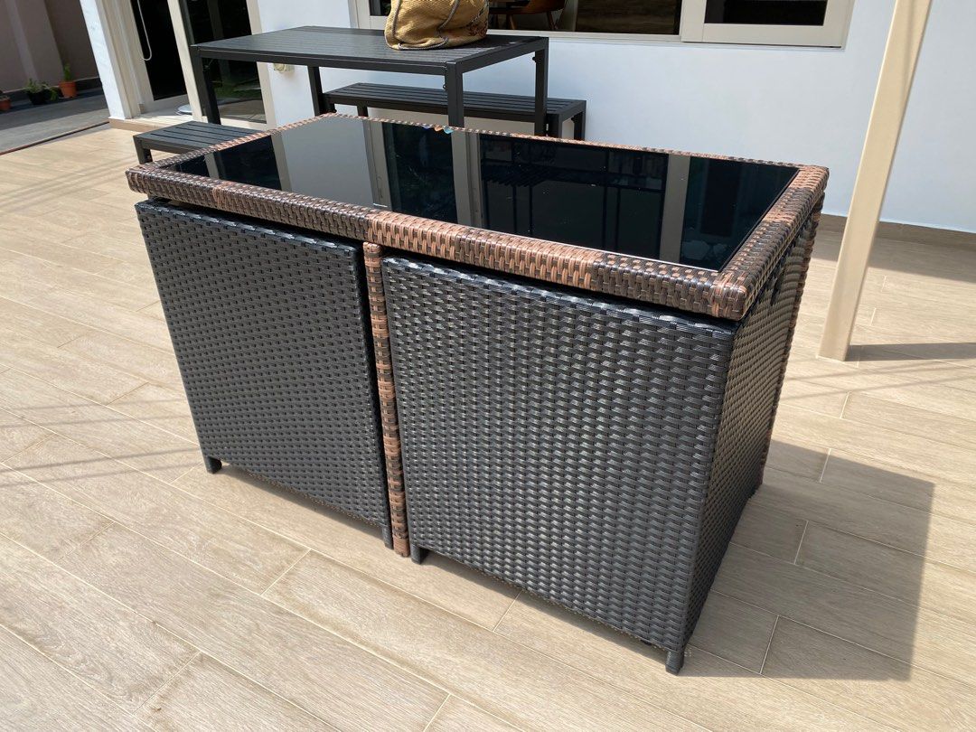 Compact outdoor dining table set 4 seater Furniture Home