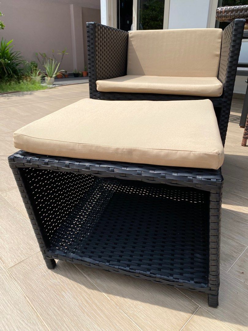 Compact outdoor dining table set (4 seater), Furniture & Home Living