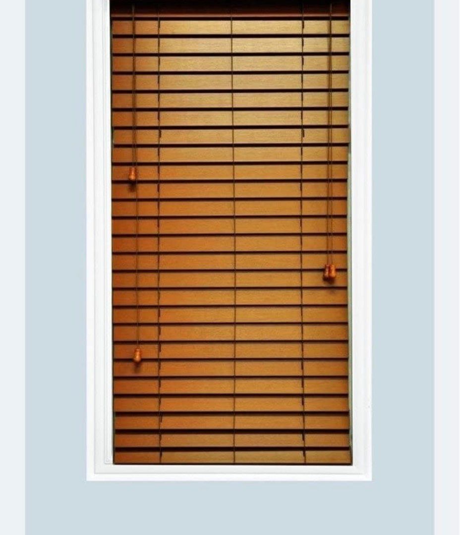 Custom made faux wood horizontal window blinds, 2 inch slat, teak, 傢俬